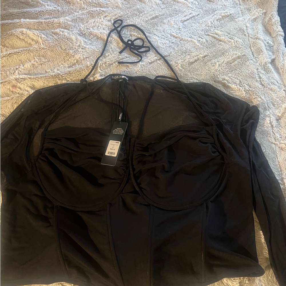 Black mesh corset top from Fashionova.